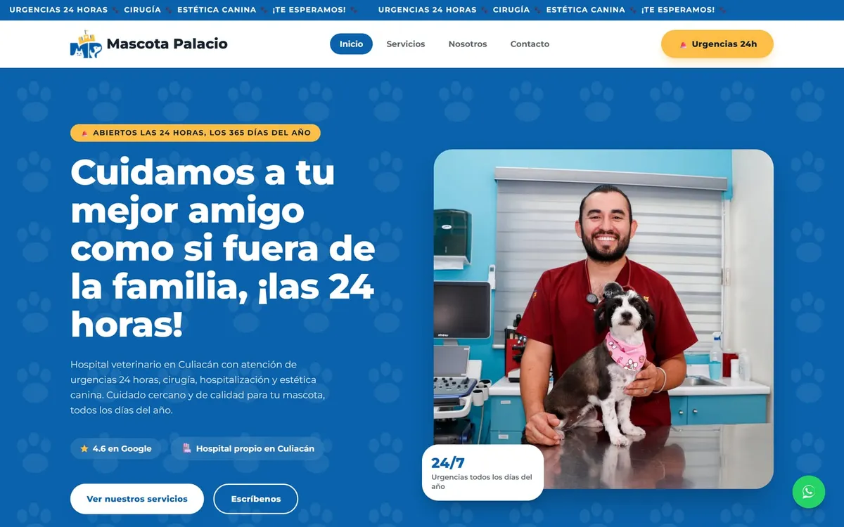 Home del hospital veterinario Mascota Palacio